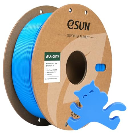 eSUN PLA+ Filament 1.75mm, Lithophan 3D Drucker Filament PLA Plus, Maßgenauigkeit +/- 0.03mm, 1KG Spule (2.2 LBS) CMYK Filament für FDM 3D Drucker, Cyan