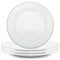 Happy Homewares Premium Set of 4 White Ceramic Dinner Plates with Elegant Thin Green Rim - Durable, Stylish Dinnerware for Modern Table Settings