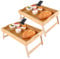 SHUESS 2 Pack Bamboo Bed Tray - 41.5 x 30 x 20.5 cm Breakfast Tray with Folding Legs - Trays for Eating on Lap with Media Slot, Ideal for Bed, Sofa, Eating, Platters, Working, Serving (Natural)
