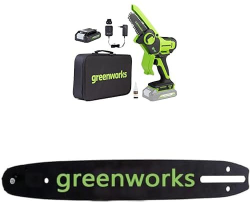 Greenworks 24V Mini Chainsaw 4 Inch (10cm) Cordless Battery Powered Chainsaw with 2Ah Battery+ Chain bar 2954807 fits for 4-Inch (10cm) Mini Chainsaw G24MCS10