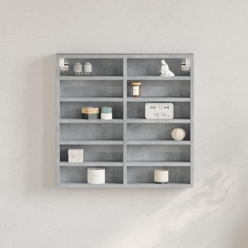 Generico Armadietto Vetrina Grigio Cemento 60x8,5x58 cm Multistrato (Peso 7,1KG)