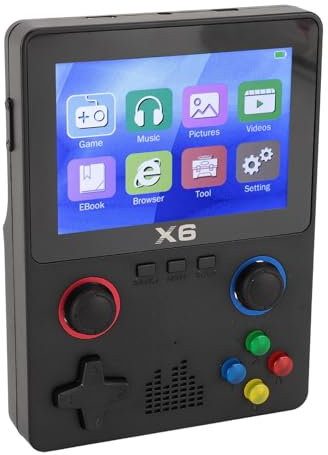 Console di Gioco Portatile retrò X6, Schermo IPS da 3,5 Pollici, Lettore di Giochi Portatile con Scheda di Memoria da 32 GB, Gioco con 11 Emulatori Supportati, Batteria da 2000
