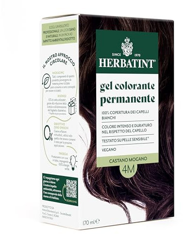 Herbatint 4M Permanentes Haarfärbe-Gel für empfindliche Haut, 170 ml, ohne Ammoniak, 100% Abdeckung für weißes Haar, für empfindliche Haut, mit 8 natürlichen Bio-Extrakten