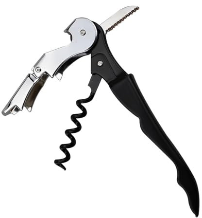 XPEX 1 Sacacorchos de Vino Sacacorchos Profesional, Sacacorchos de Sumiller, Cuchillo de Sumiller, Sacacorchos de Camarero (Negro)