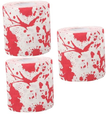 SEWOART 3rollen Horrorgraue Halloween-toilettenpapierrolle Mit Blutigen Handabdrücken Lustige Badezimmerdekoration Für Gruselige Partys Und Gespensterfestivals