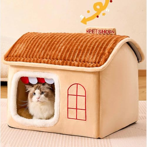 Tragbares Hundehaus Katzenhaus Outdoor wetterfest – Komfortables Haustierhaus mit Kissen für Hunde Katzen abnehmbares Design ideal für Winter (L) 120x80x90cm