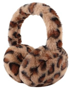 Gkaopi Cache Oreille Femme, Cache Oreilles en Peluche Pliable, Chauffe Oreilles Hiver avec Motif Léopard, Protection Contre Cache Oreilles pour Hommes et Enfants