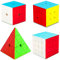 SISYS 4 Pack Zauberwürfel Set Speed Cube 2x2 + 3x3+ 4x4 + Pyraminx Pyramide Magic Puzzle Cubes Würfel Aufkleberlos Speedcube 3D Puzzle Spiele für Kinder Erwachsene