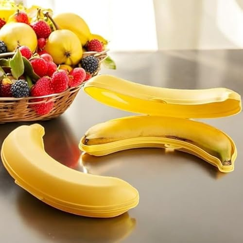 Pro Home Bananen-Etui für Lunchbox, wiederverwendbar, Premium-Qualität, 100 % BPA-frei, spülmaschinenfest, Bananenschutz, hält Obst frisch, große Bananenbox, 2 Stück