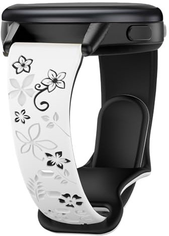 CUNUJIX Bracelet de rechange fin en silicone pour Garmin Vivoactive 4S / Venu 3S / Venu 2S / Vivomove 3S 18 mm Soft Sport étanche pour Garmin Forerunner 255s/255s Music/265S Femme, blanc/noir