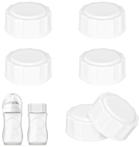 6 Stück Reiseflaschenverschlüsse für Philips Avent Flasche Glasflaschen, Anti Kolik Deckel mit Dichtungsring, Babyflaschenverschlüsse Flasche Deckel Zubehör für Reise & Aufbewahrung (5cm Weiß)