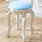 Schminktischhocker Vintage Gepolsterter Hocker mit Stahlbeinen für Ankleidezimmer Wohnzimmer Schlafzimmer Blau Silber