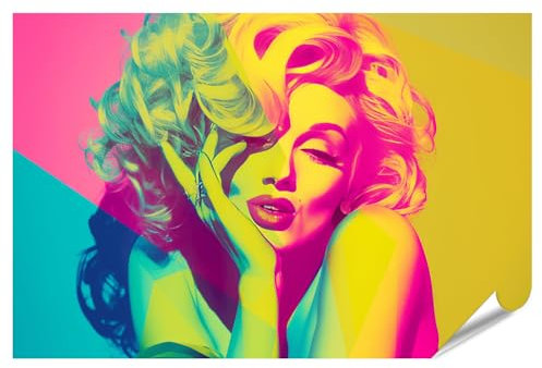 islandburner XXL Bild Poster Marilyn Monroe Buntes Pop Art Portrait einer glamourösen Frau für Wohnzimmer Kunstliebhaber Galerie Premium Bilder Fotodruck