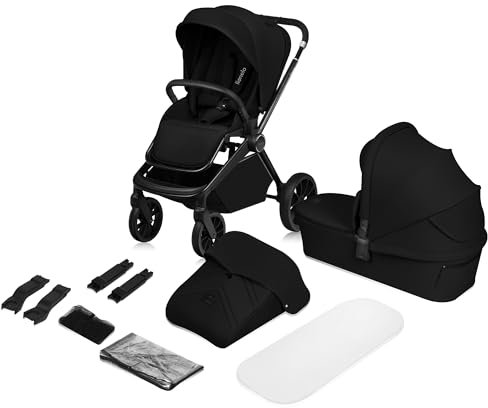 LIONELO MIKA PLUS 3-in-1 Buggy 0-48 Monate bis zu 22 kg Babywagen bis zu 9 kg Kindersitz Babytrage bis zu 13 kg, Rückenlehne verstellbar, Dämpfung, 360° Räder, XXL-Verdeck