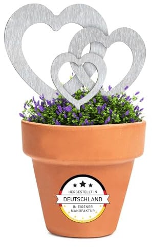EXTRAVAGANT® 3er-Set Herz-Stecker Garten Deko Edelstahl rostbeständig wetterfest Grabschmuck Pflanzendeko Metall Stecker Geschenk Liebe Gartendekoration Hochzeit Balkon Friedhofsdeko Grabdekoration