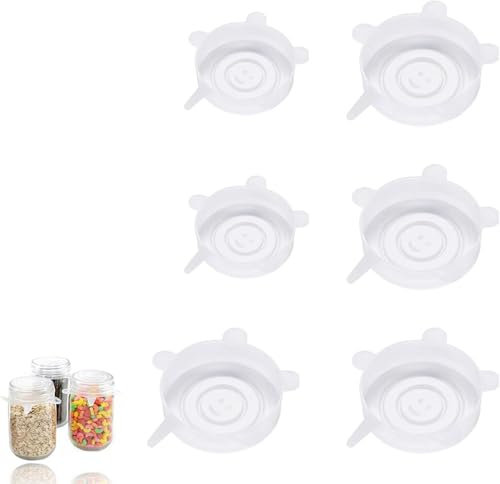 Coperchi in silicone, coperchi in silicone estensibili, per lattine, ciotole, frutta e tazze, trasparenti, 6 pezzi