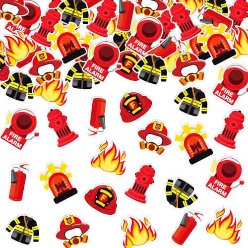 ParPix 80 Stück Konfetti Feuerwehr Deko Kindergeburtstag, Groß 5,8cm Streudeko Feuerwehr Geburtstag Deko, Confetti Feuerwehr Tischdekoration, Feuerwehrauto Feuerwehr Konfetti für Feuerwehr Party
