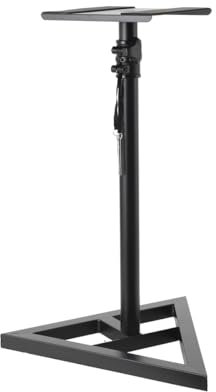 YILIKISS Floor Speaker Stand Pair, Telescoping Height Adjustable from 70-110 cm with Stable Base, Non-skid Padding Stickers & Safety Pin, Heavy Duty Metal Triangle Speaker Stands Pair