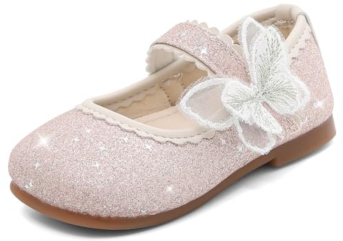MK MATT KEELY Scarpe Principessa Bambina Ballerine Bimba con Farfalla Scarpe Brillantini Mary Jane Partito Bambine e Ragazze,Rosa,21EU(CN22)