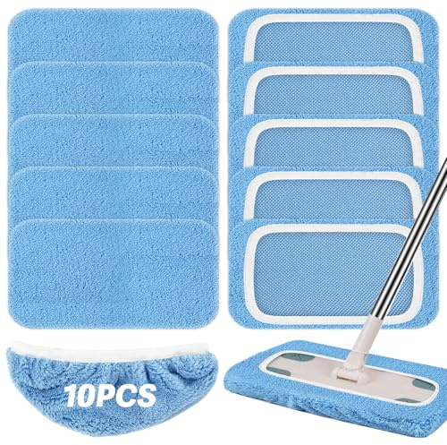 10 Stück Bodentücher Trocken für Swiffer Bodenwischer Nass,Wiederverwendbare Mikrofaser Tuch Waschbar Wischmopp Bezug,Trockene Feuchte Bodentücher für die Reinigung von Hartböden und Holzböden