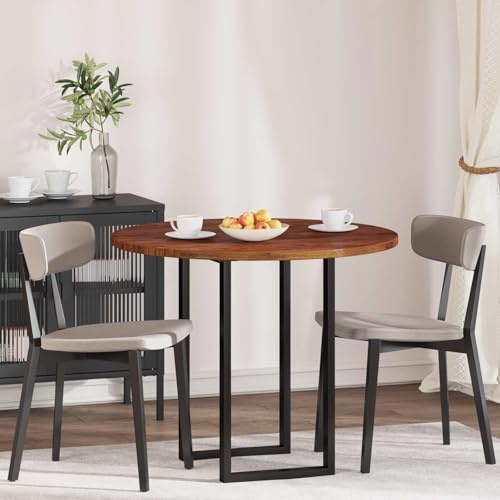 WRJENFSC Tischplatte runde Holzplatte 90 cm Ø 2,5 cm Massiv Eiche Hellbraun umkehrbar robust und modern für Esszimmer Küche Wohnzimmer