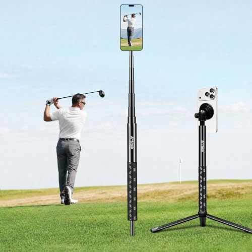 Golf Tripod & Monopod, Magnetic Mount and Adjustable Stick for Golf Swing