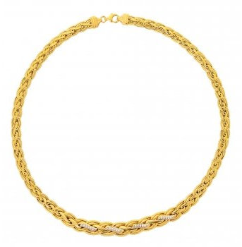 AvenueDuBijou - Collier Palmier Maille Ecrasée Or Jaune 18 Carats