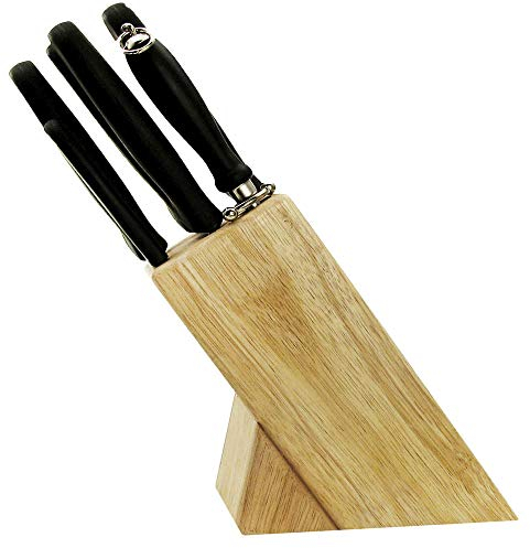Set de 7 piezas cuchillo jamonero, de pan/de sierra, deshuesador, fileteador y pelador + DE REGALO taco de madera y chaira/afilador: 20.30cm de filo