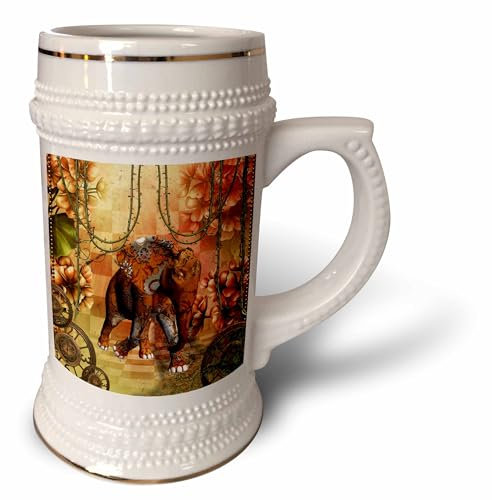 3dRose, Steampunk Tasse Elefant im Dschungel-Stein, 510 ml, 624 ml, Weiß