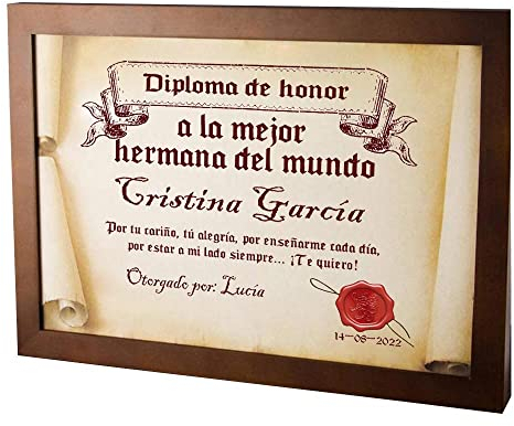 Diploma pergamino a la mejor hermana