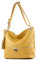 modamoda de - T143 - ital. Leder Schultertasche Umhängetasche, Farbe:Senfgelb