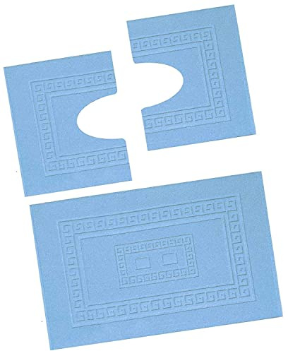 HomeLife - Set Tappeti Bagno 3 Pezzi Made in Italy, con: 1 Tappeto Bagno Assorbente (60X90) e 2 Tappetini Bagno (45X60). Tappeti Cotone Lavabili Lavatrice senza Antiscivolo, Tappeto Bagno Azzurro