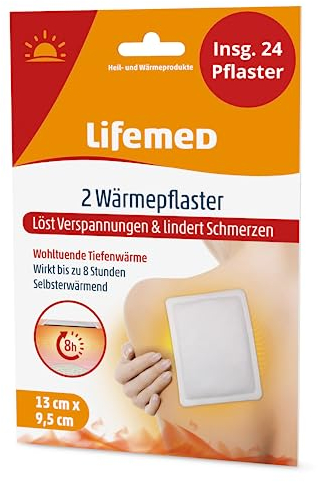 Lifemed Wärmepflaster für Rücken, Schultern und Nacken - Schmerzpflaster bei Rückenschmerzen, Regelschmerzen - Wärmekissen, Wärmegürtel und Rückenretter - ohne Arzneimittelwirkstoff (24 Pflaster)