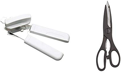 KitchenCraft Heavy Duty Can Opener/Bottle Cap Remover, 18 cm (7) & Multi-Purpose Stainless Steel Kitchen Scissors/Bottle Opener, 21 cm (8.5)