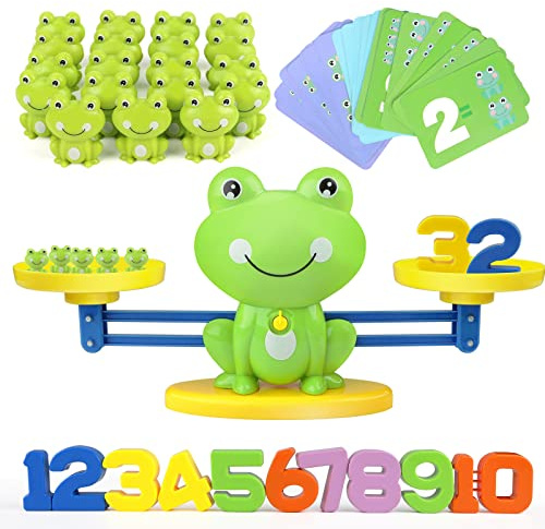 GILOBABY Frog Balance Math Toy for Kids Ages 3-5, Counting & Balancing Game | 60+ Math Game Levels, Early Math & Counting, Interactive Balance Toy, STEM Motor Skills, Ideal Present for Kids 3-5