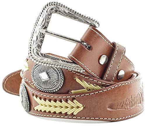 STARS & STRIPES Gürtel Ledergürtel Westerngürtel Biker Cowboy Leder Unisex »WG-14« Gr.34 / 86cm