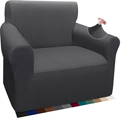 Granbest Thick Sofabezug Stylish Pattern Sofaüberzug für Sofa Stretch Elastische Jacquard Sofahusse Couchhusse mit Armlehne für Wohnzimmer Anti-Rutsch (1 Sitzer, Grau)