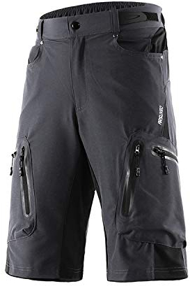 ARSUXEO Herren Radhose Loose Fit MTB Shorts Wasserabweisende Outdoor Sporthose mit 7 Taschen 1202 Grau XL