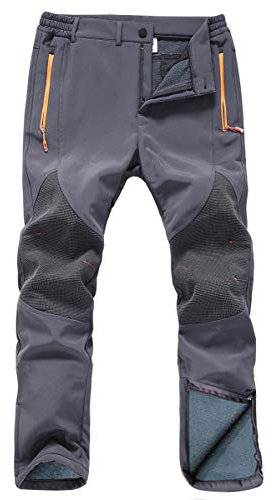 Gash Hao Herren Wasserdicht Winddicht Wanderhosen Ski Hosen Warme Softshellhosen Winter Outdoorhose Snowboardhose Trekkinghose Reißverschluss unten am Bein Hosen (180 Grau, 40W x 30L)