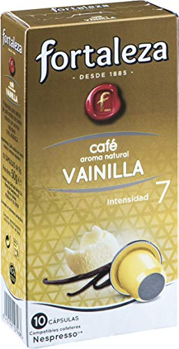 Café Fortaleza - Cápsulas de Café aroma natural Vainilla compatibles con Nespresso - Pack 10 x 8-80 cápsulas