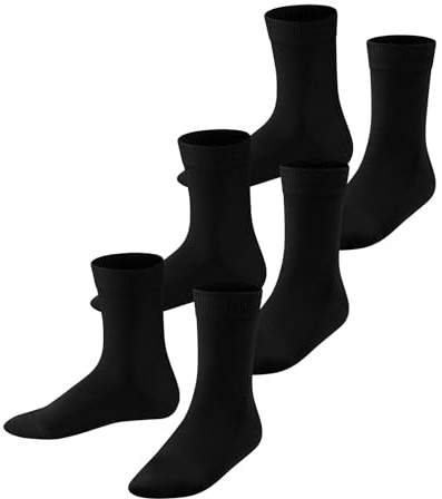 FALKE Unisex Kinder Socken Family Multipack K So Baumwolle einfarbig 3 Paar, Schwarz Black 3000, 19-22