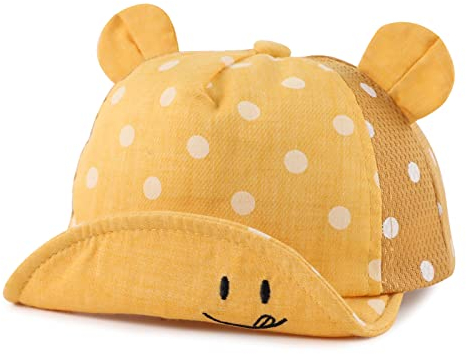 Pesaat Baby Cap Jungen & Mädchen 6-24 Monate Sommer Mütze UV Schutz Baseball Cap Mit Größenregulierung (Gelb-Mesh, 6-24Monate)
