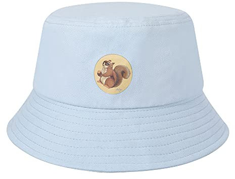 ZLYC Männer Frauen Sommer Fischerhüte Obst Hut, Blaues Eichhörnchen, One Size