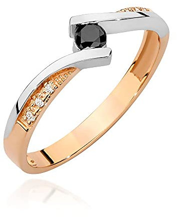 Damen Ring 585 14k Gold Rotgold natürlicher echt Schwarze Diamanten Brillanten