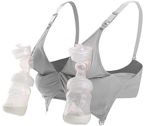 iloveSIA Hands-Free Pumping-BH – Verstellbar, Bequem und Unterstützend für Stillende Mütter, Ideal zum Pumpen & Stillen, Größen Grau XL