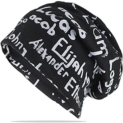 WQZYY&ASDCD Mütze Beanie Hut Damen Beanie Mütze Baumwolle Print Letter Hüte Für Herren Bonnet Fashion Skullies Beanies Schwarz Unisex Einheitsgröße 1