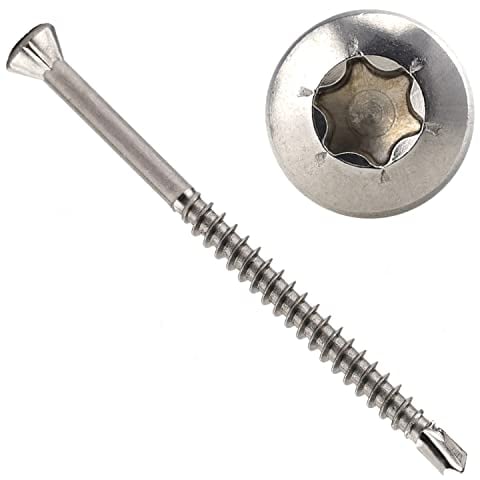 OPIOL QUALITY® Dielenschrauben TORX mit Linsenkopf 3,2x60 mm aus Edelstahl A2 V2A (40 Stück) Innensechsrund Holzschrauben Bohrspitze kleiner Zierkopf