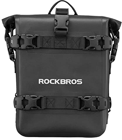 ROCKBROS Motorradtasche Seitentasche 100% Wasserdicht Motorrad Satteltasche mit Schultergurt ca.5L Schwarz