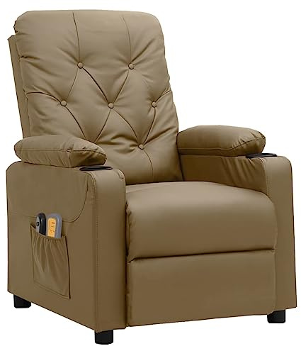 vidaXL Massagesessel Elektrisch Heizung Relaxsessel Fernsehsessel Liegesessel Ruhesessel Polstersessel TV Sessel Wohnzimmer Cappuccino-Braun Kunstleder