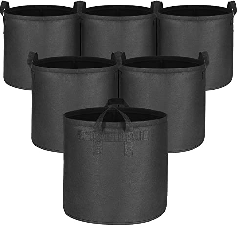 Samhe Paquete de 6 Bolsas de Cultivo de 12 galones, macetas de Tela no Tejida Gruesa de 300 g con Asas reforzadas para Interiores y Exteriores